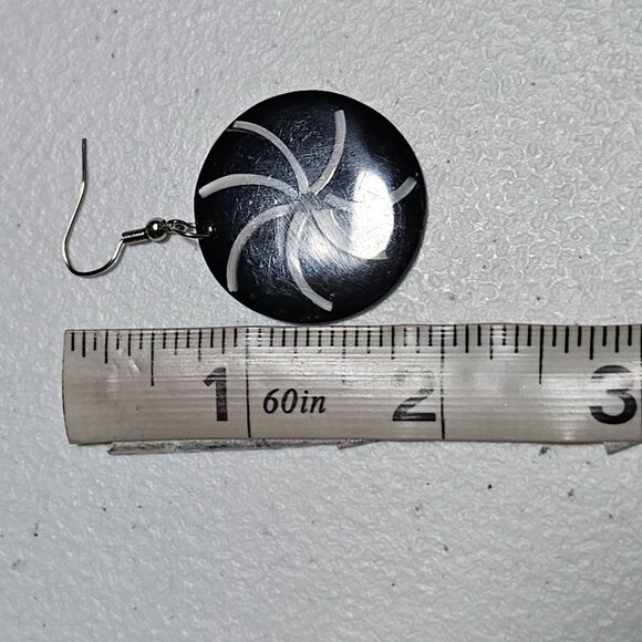 Elegant Black White Swirl Pattern Drop Earrings Statement Fashion Jewelry Women - Picture 4 of 4